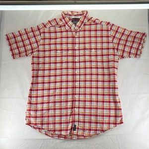 Rough Stock Short Sleeve Panhandle Slim Button Up Polo Shirt Red Plaid Mens XXL